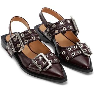 Maroon buckle flats